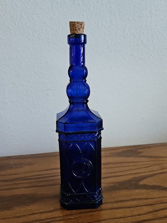 Other - Cobalt Blue Decorative Glass Bottle with Cork Stopper Tote 8